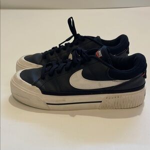 Nike Black and White Court Legacy Lift Platform Sneakers